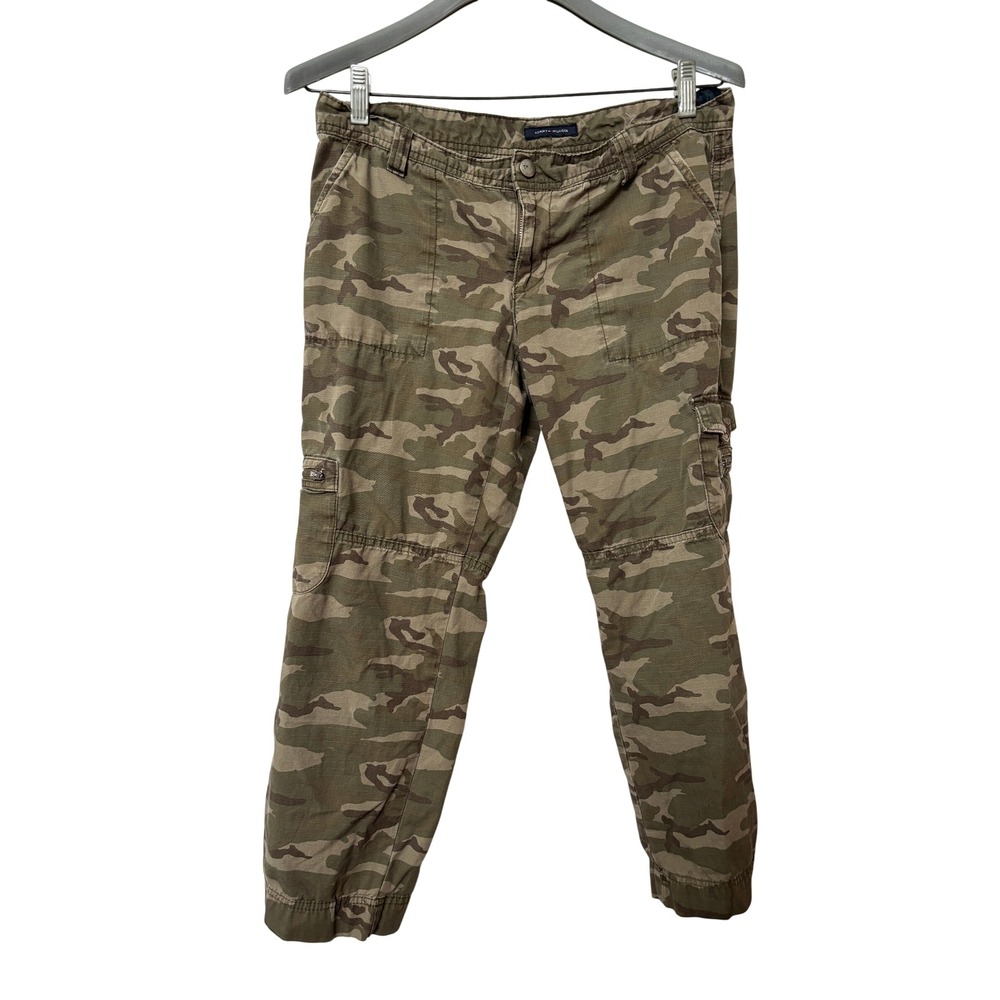 Y2K Tommy Hilfiger Womens 4 Camo Cargo Capri Pants Ripstop Jogger Green Brown